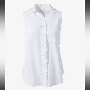 Chicos Sleeveless Shirt, Women’s Size 2 (Large) White Ruffle